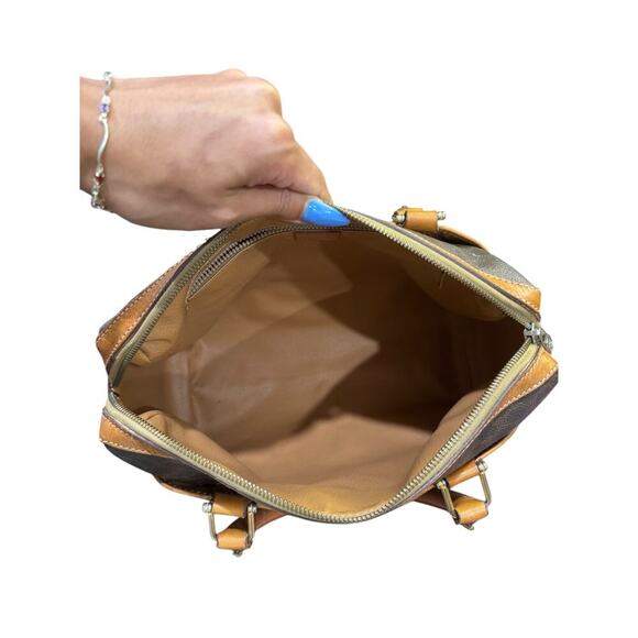 VTG Celine Macadam Boston Bag Brown Coated Canvas Leather Satchel w AUTH COA - Picture 4 of 16